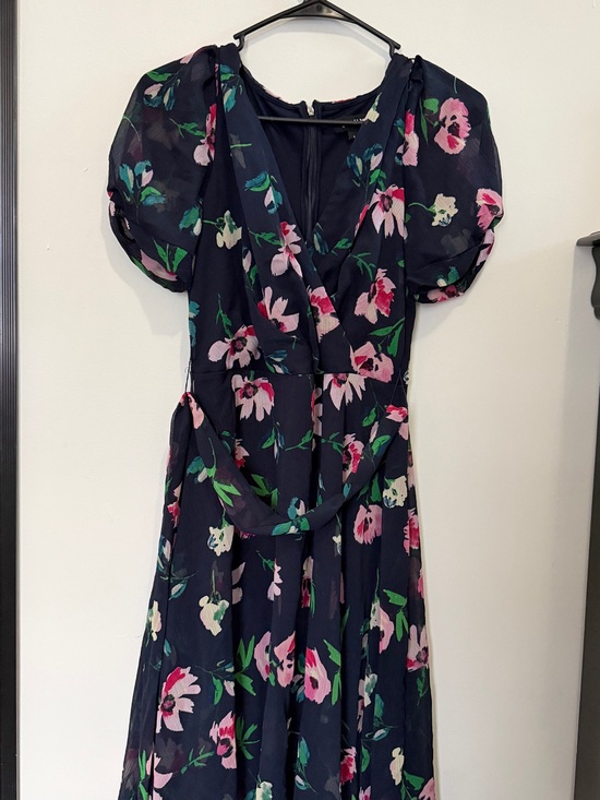 Dkny Dresses & Skirts - DKNY Navy Floral Midi Dress with Pink and Green Accents